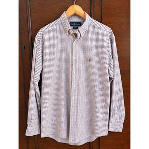 Ralph Lauren Yarmouth 100% Cotton Check Button Down Shirt Men's 15.5 EUC